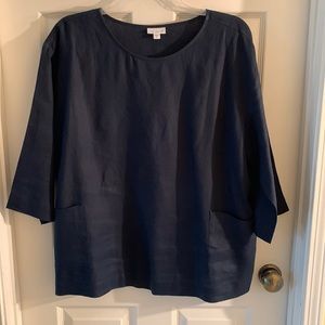 J Jill Pure Jill size XL navy blue 100% linen tunic top